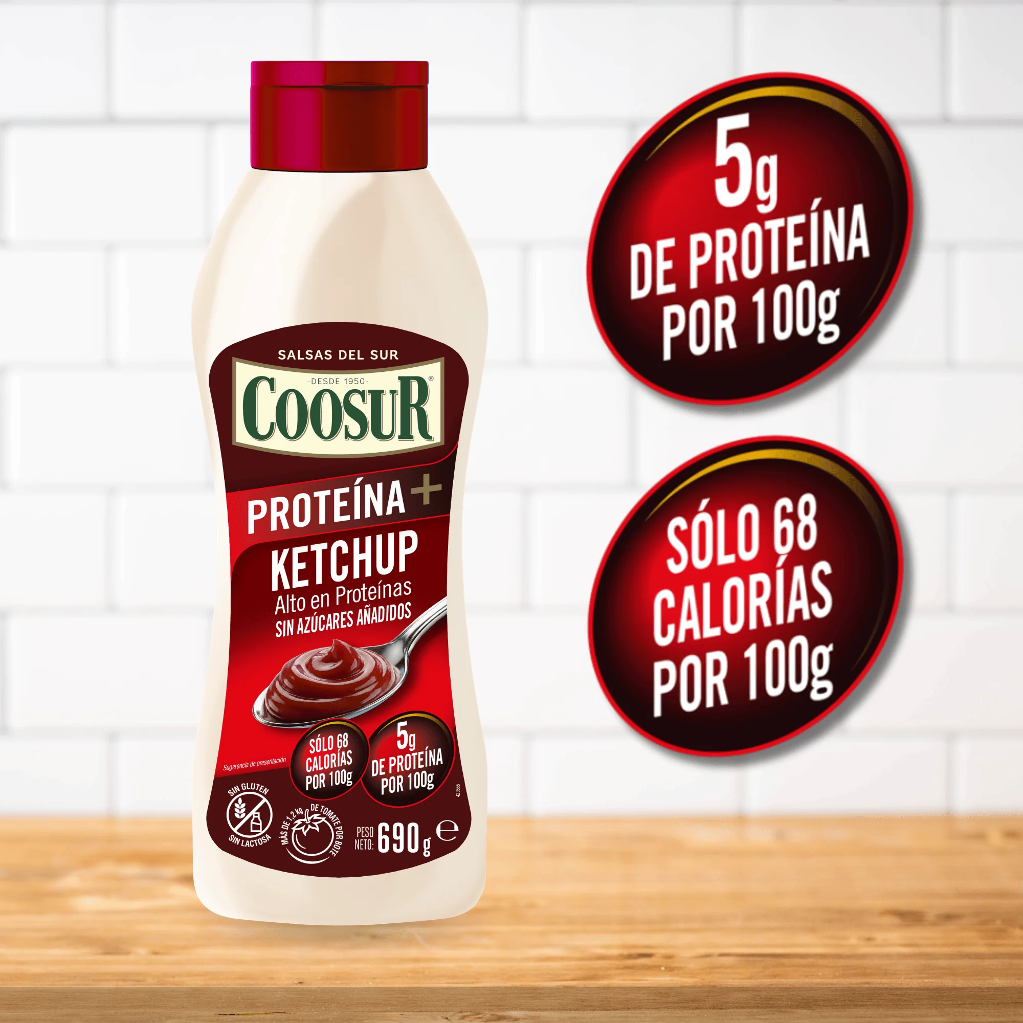 Salsa kétchup alto en proteina sin azúcar añadido 690 gr - Image 2